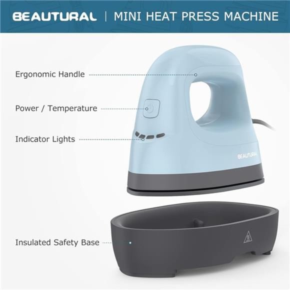 Mini Heat Press Machine, Easy to Use for T-Shirts, Shoes, Hats, Bags & Small HTV - Picture 5 of 6